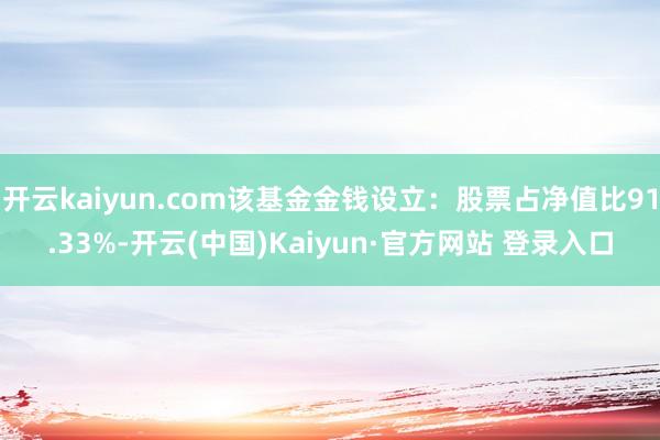 开云kaiyun.com该基金金钱设立：股票占净值比91.33%-开云(中国)Kaiyun·官方网站 登录入口