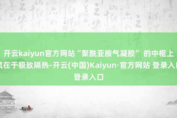 开云kaiyun官方网站“聚酰亚胺气凝胶” 的中枢上风在于极